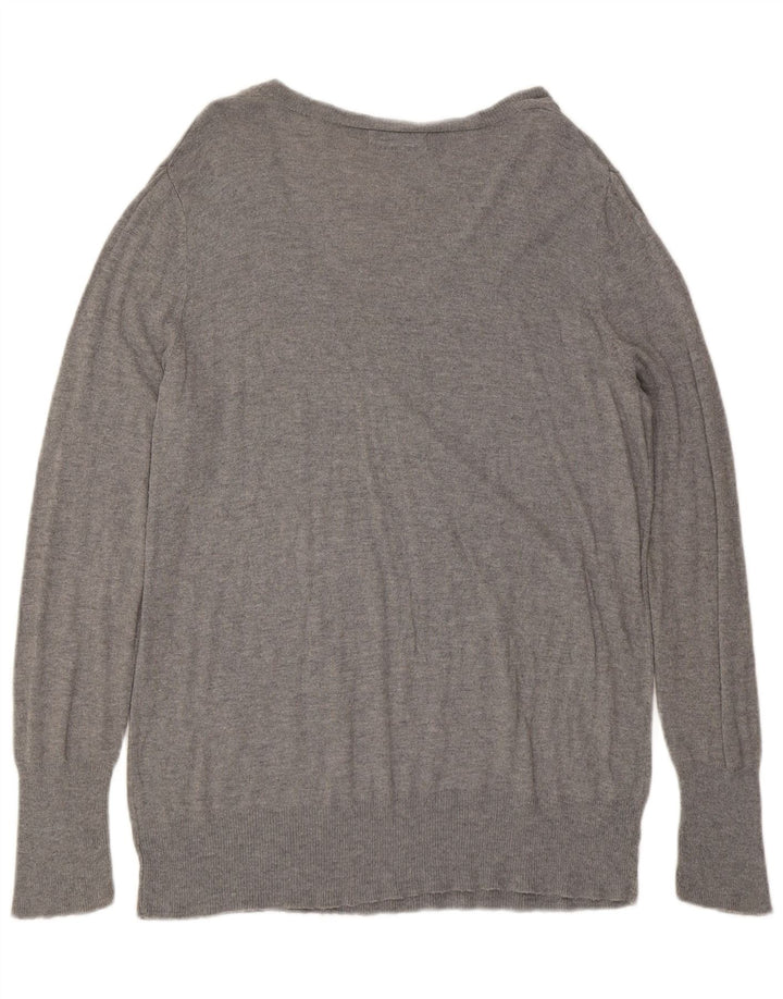 MOSSIMO Womens Oversized V-Neck Jumper Sweater US 2 XS Grey Nylon