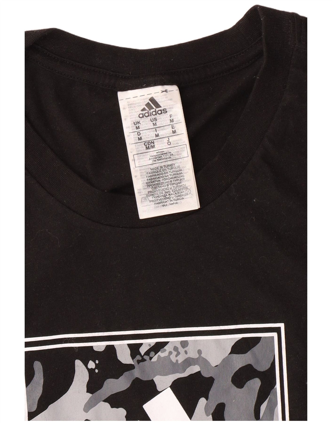 ADIDAS Mens Graphic T-Shirt Top Medium Black Cotton