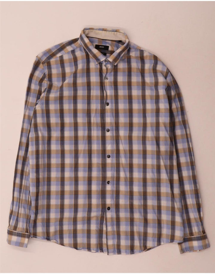 Hugo Boss Herren-Hemd mit normaler Passform, XL, mehrfarbig, kariert, Baumwolle
