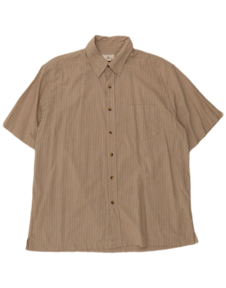 DOCKERS Herren-Kurzarmhemd, groß, beige kariert, Baumwolle