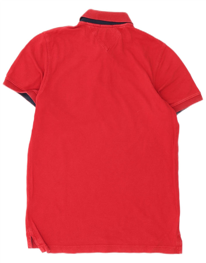 Tommy Hilfiger Herren-Poloshirt mit Grafik, Größe S, rote Baumwolle