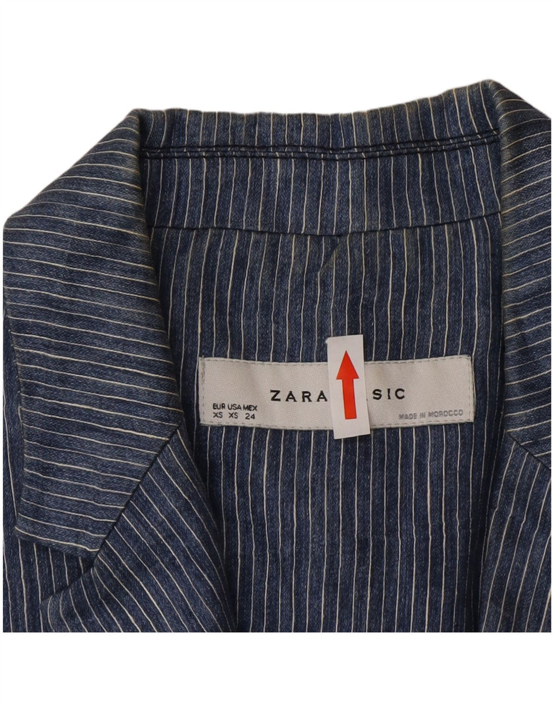 Zara Damen 1-Knopf-Blazerjacke UK 6 XS Blaues Nadelstreifen-Polyester