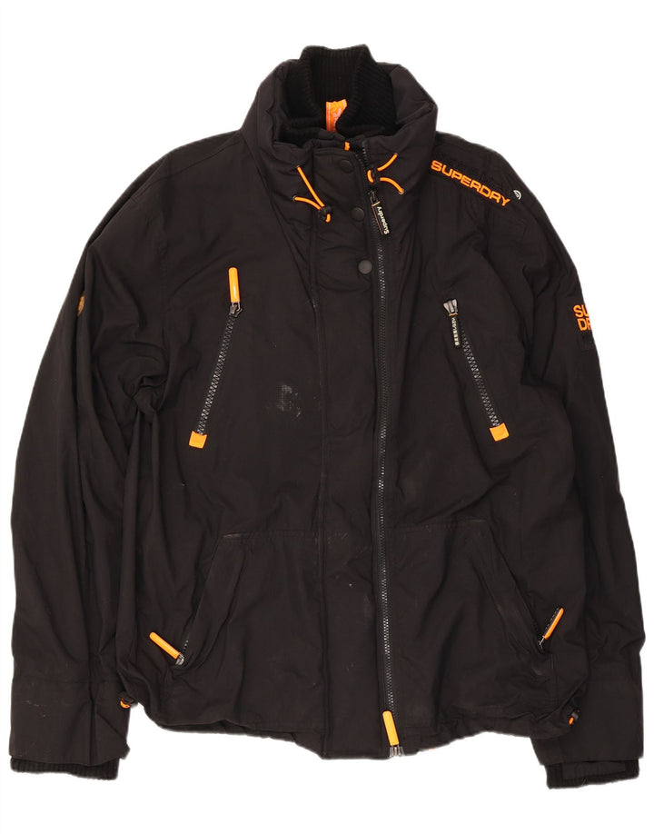 Superdry Engineered Regenjacke für Damen, UK 20 2XL, schwarzes Nylon