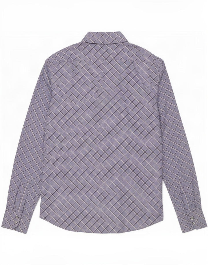 Benetton Herrenhemd, groß, blau kariert, Baumwolle