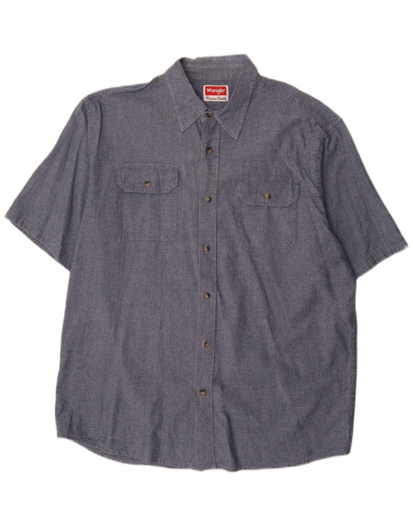 Wrangler Herren-Kurzarmhemd, groß, marineblau, Baumwolle
