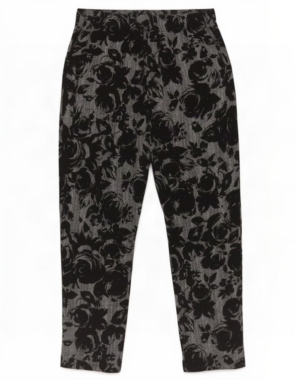 Marks & Spencer Womens Casual Trousers UK 10 Small W28 L26 Black Floral