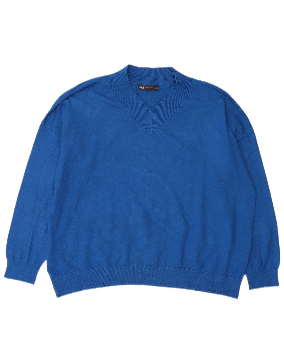 Marks & Spencer Damen-Pullover, übergroß, V-Ausschnitt, Gr. 40, Größe L, Blau