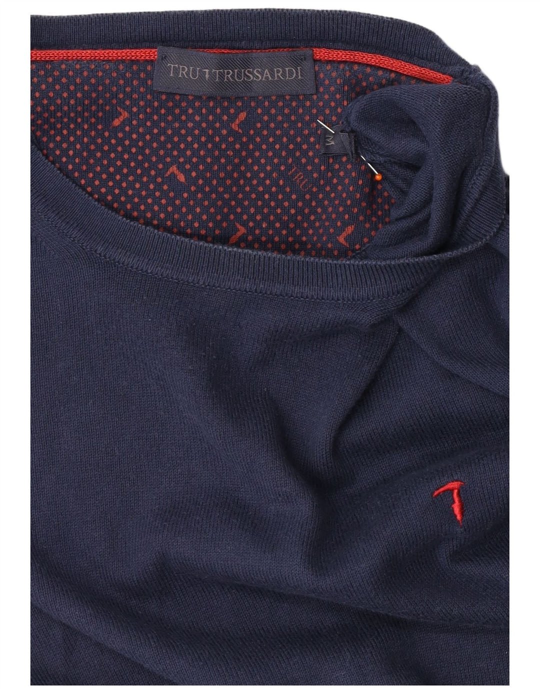 TRUSSARDI Herren-Pullover mit Rundhalsausschnitt, mittelmarineblaue Baumwolle