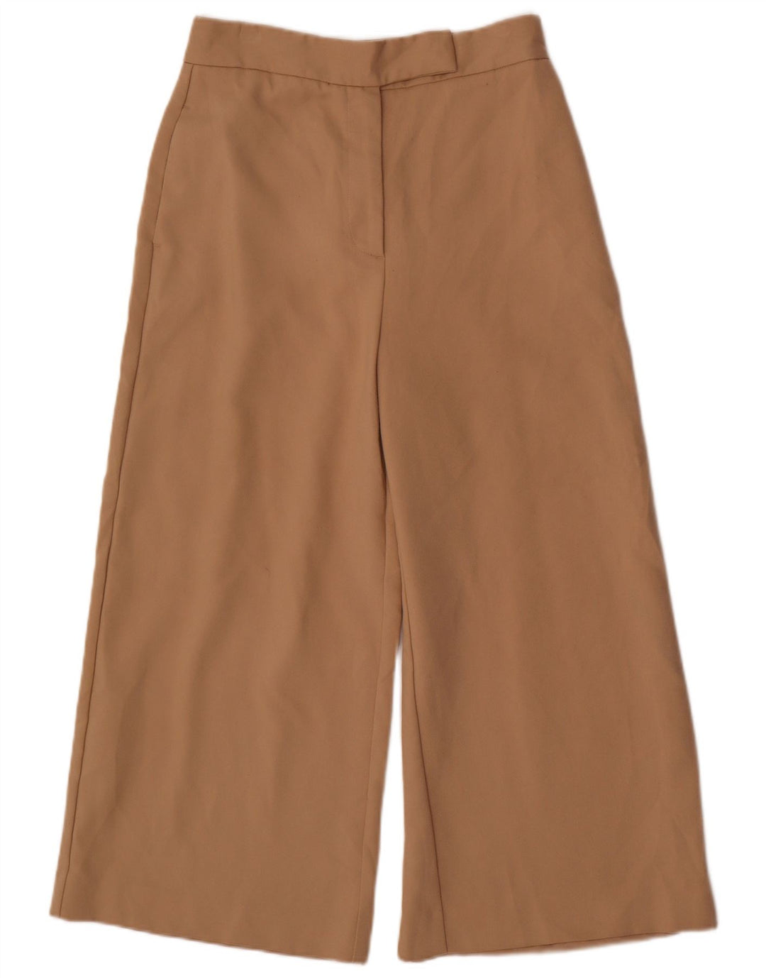 ZARA Damen-Hose mit weitem Bein, mittelgroß, W28, L24, Beige, Polyester