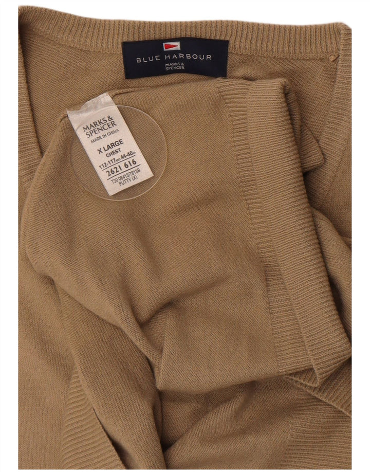Marks & Spencer Herren Blue Harbor Vest Tank Top XL Beige Acryl