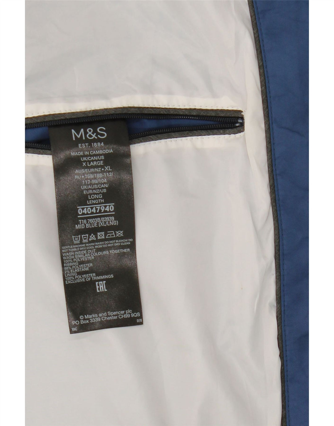 Marks & Spencer Herren Bomberjacke UK 42 XL Blau Polyester