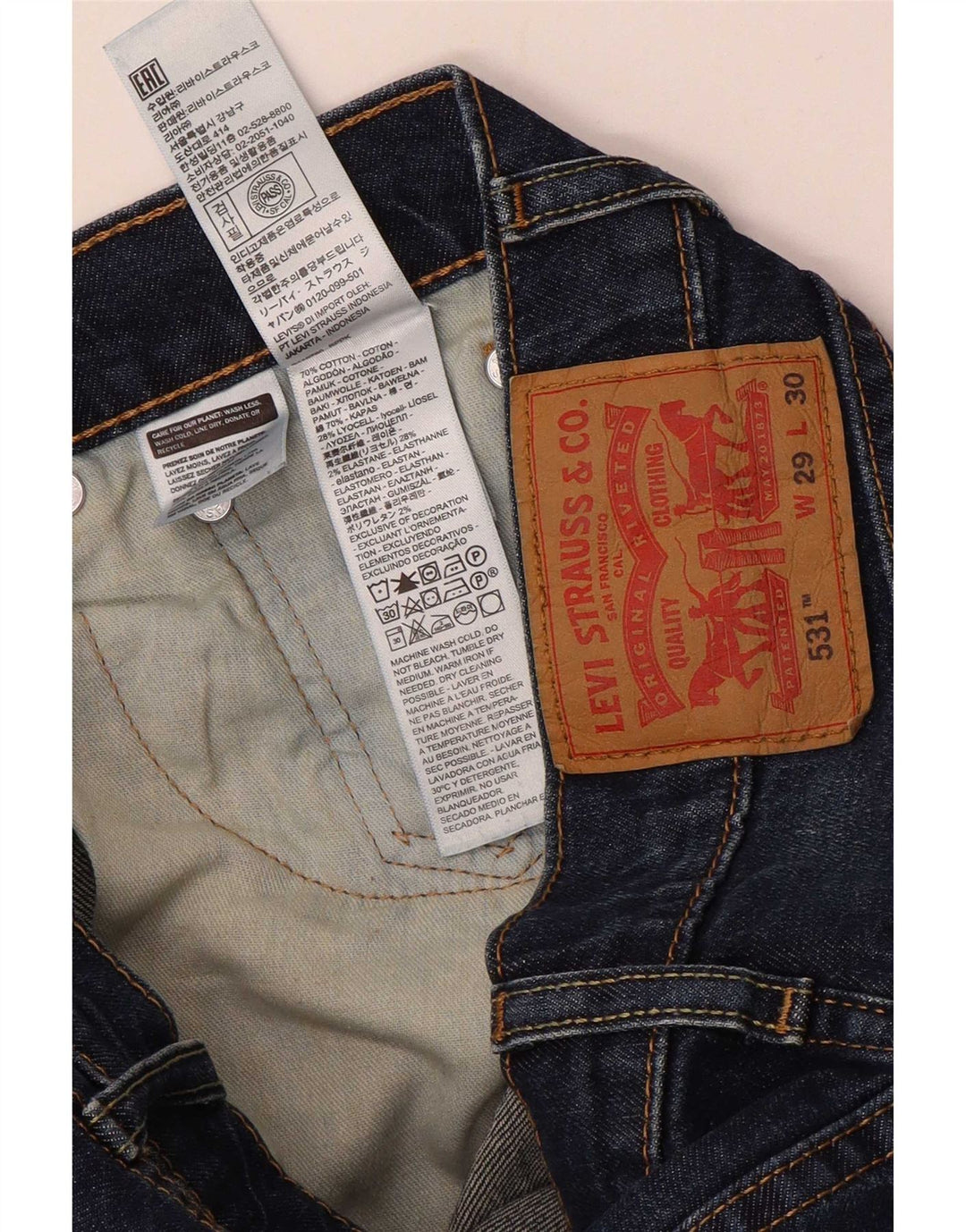 Levi's Herren 531 Straight Jeans W29 L30 Blaue Baumwolle