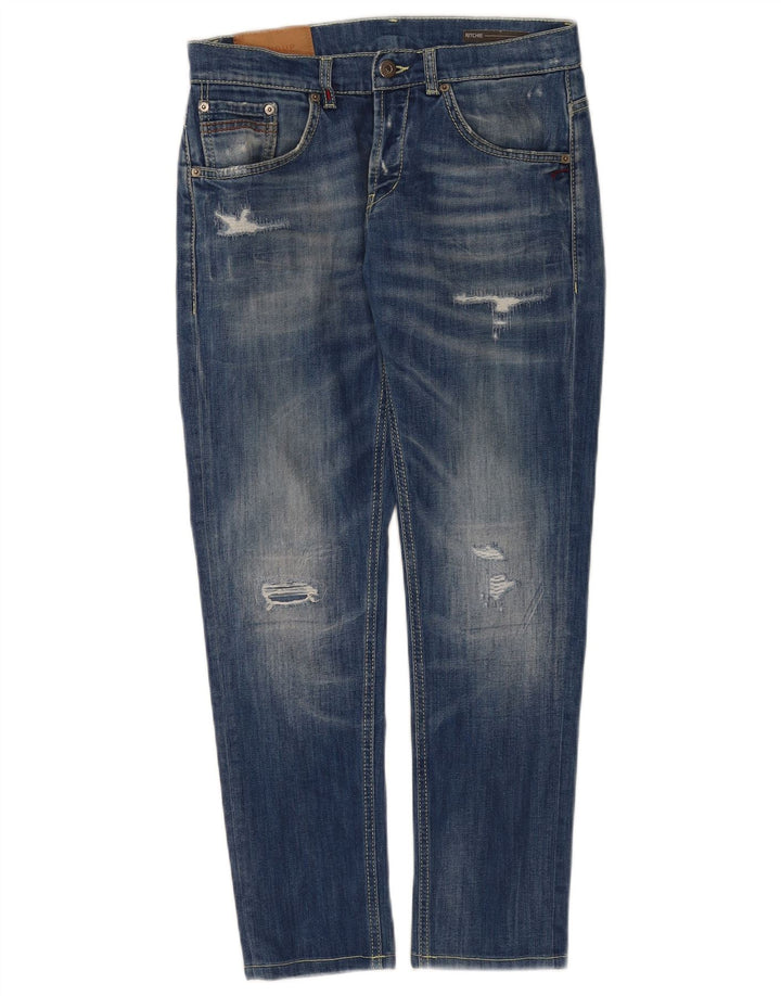 Dondup Damen Ritchie Distressed Skinny Jeans W31 L28 Blaue Baumwolle