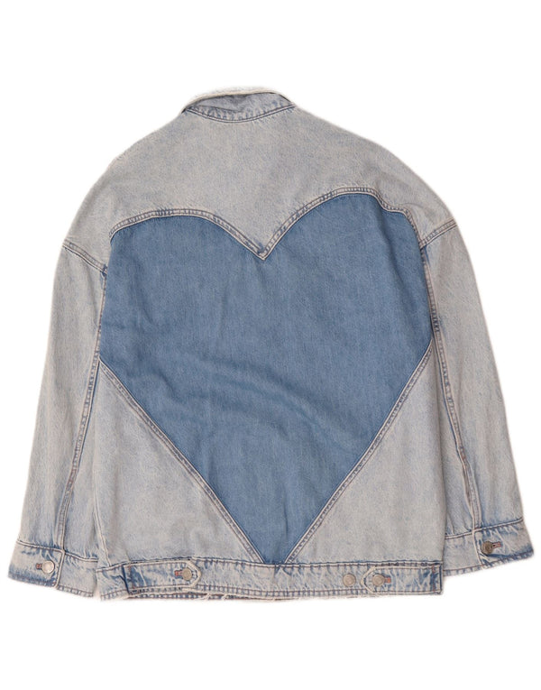 Übergroße Jeansjacke für Damen von Zara, UK 10, kleine blaue Colourblock-Baumwolle