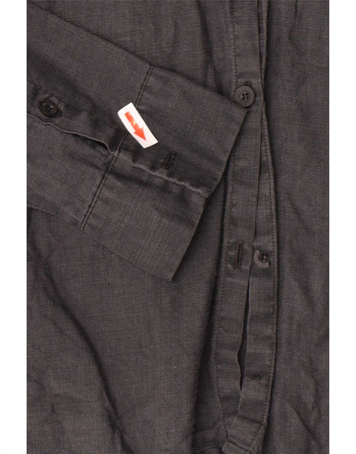 Calvin Klein Damen Khakis Hemd UK 12 Mittelgraues Leinen