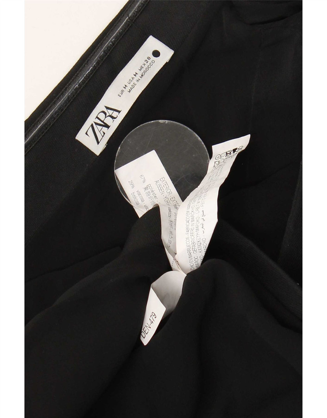 Zara Damen Langarm-Oberteil ohne Schulter, UK 12, Mittelschwarz, Polyester