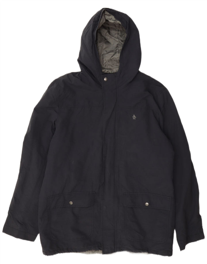 Penguin Herren-Windbreakerjacke mit Kapuze, Größe 40, Marineblau