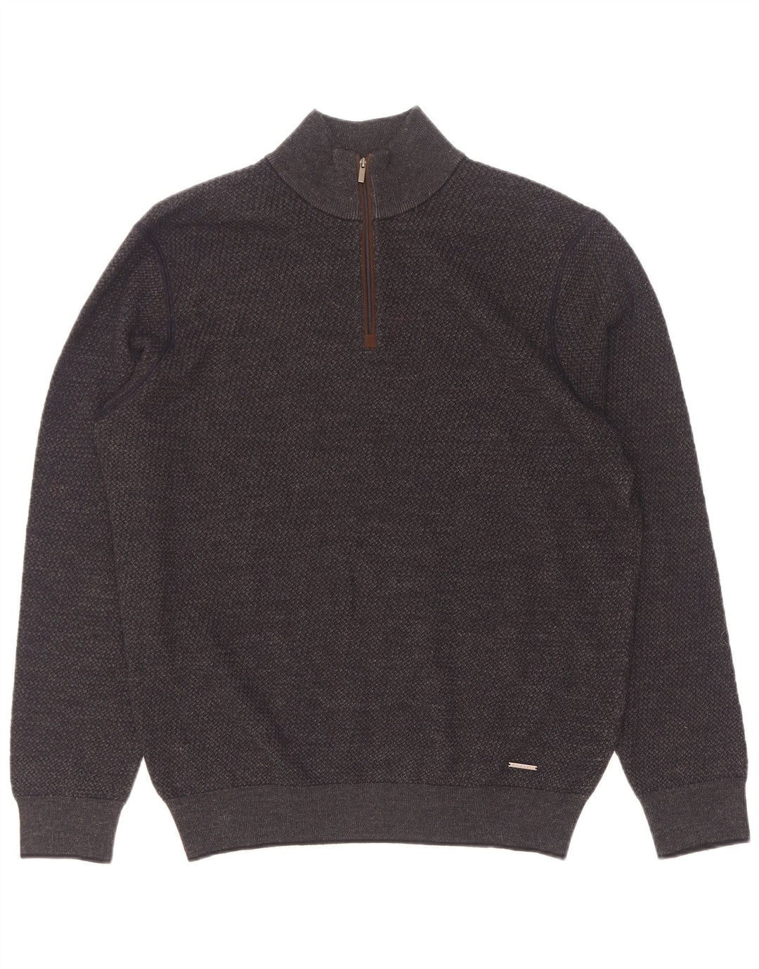 Bugatti Herren-Pullover mit Reißverschluss am Hals, Größe L, Grau