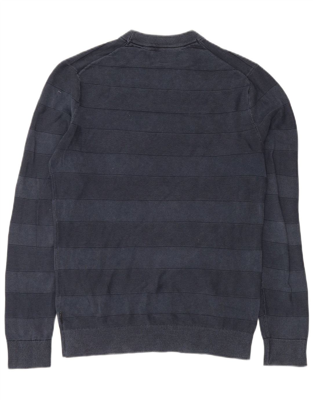 CALVIN KLEIN Herren-Pullover mit Rundhalsausschnitt, klein, marineblau, gestreift, Baumwolle