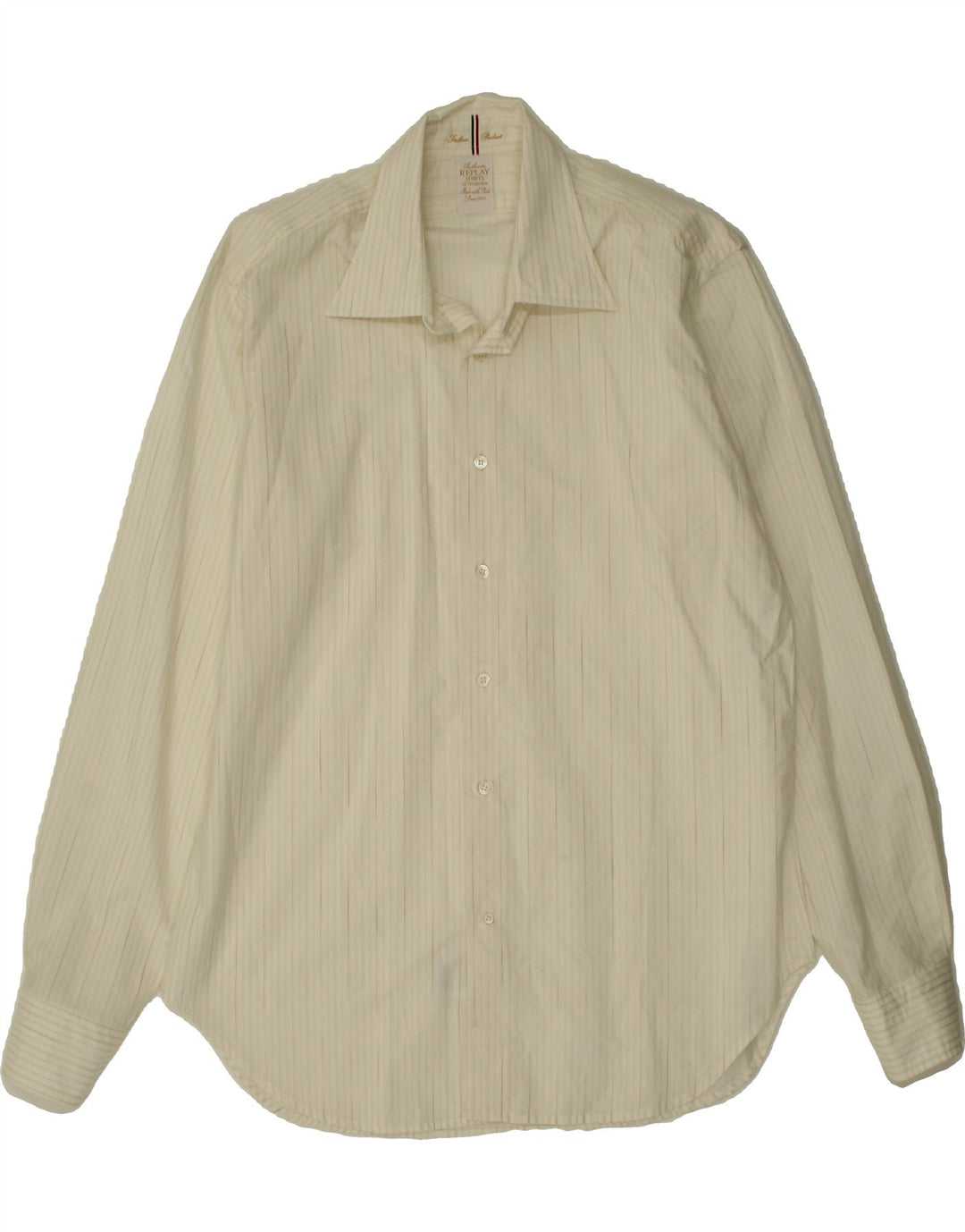 REPLAY Mens Shirt XL Off White Pinstripe Cotton Vintage Replay and Second-Hand Replay from Messina Hembry 