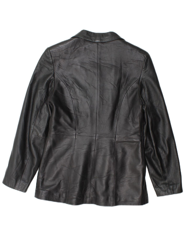 Lavorazione Artigianale Damen Lederjacke UK 12 Mittelschwarzes Leder