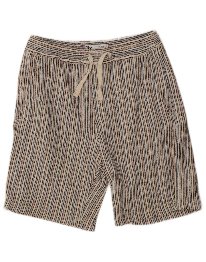 Zara Damen Chino-Shorts, Größe S, Größe 30, mehrfarbig, gestreift, Baumwolle