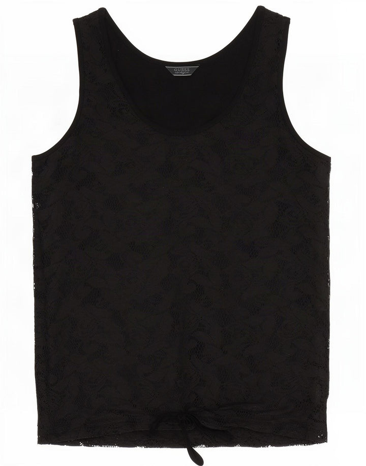 Guess Damen Spitzenweste Top UK 14 Mittelschwarze Viskose mit Blumenmuster