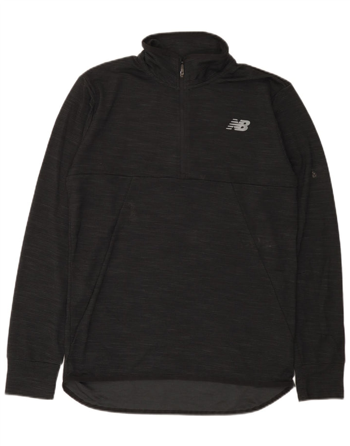 New Balance Herren-Pullover-Trainingsanzugoberteil mit Reißverschluss, Mittelschwarzes Polyester