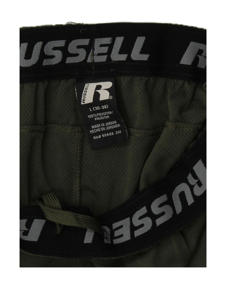 RUSSELL ATHLETIC Mens Sport Shorts Large Khaki Polyester Vintage Russell Athletic and Second-Hand Russell Athletic from Messina Hembry 