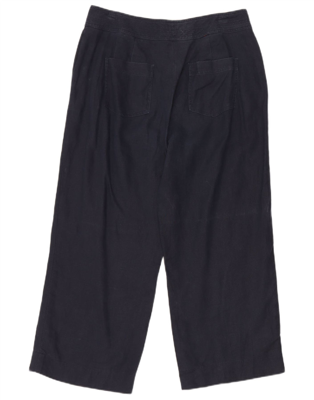 BODEN Damen-Hose mit weitem Bein, kurz geschnitten, UK 14, Größe L, W34, L25, marineblaues Leinen