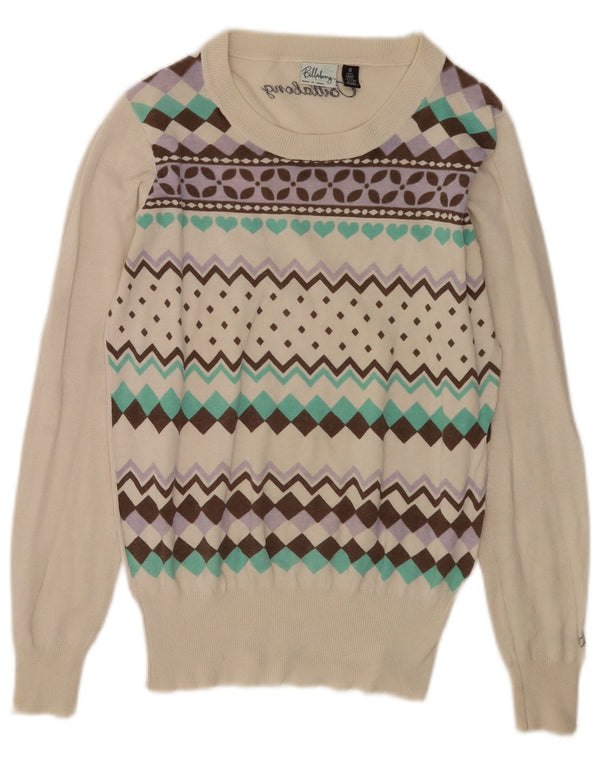 Billabong Damen-Pullover mit U-Boot-Ausschnitt, Gr. 8, klein, gebrochenes Weiß, geometrisch