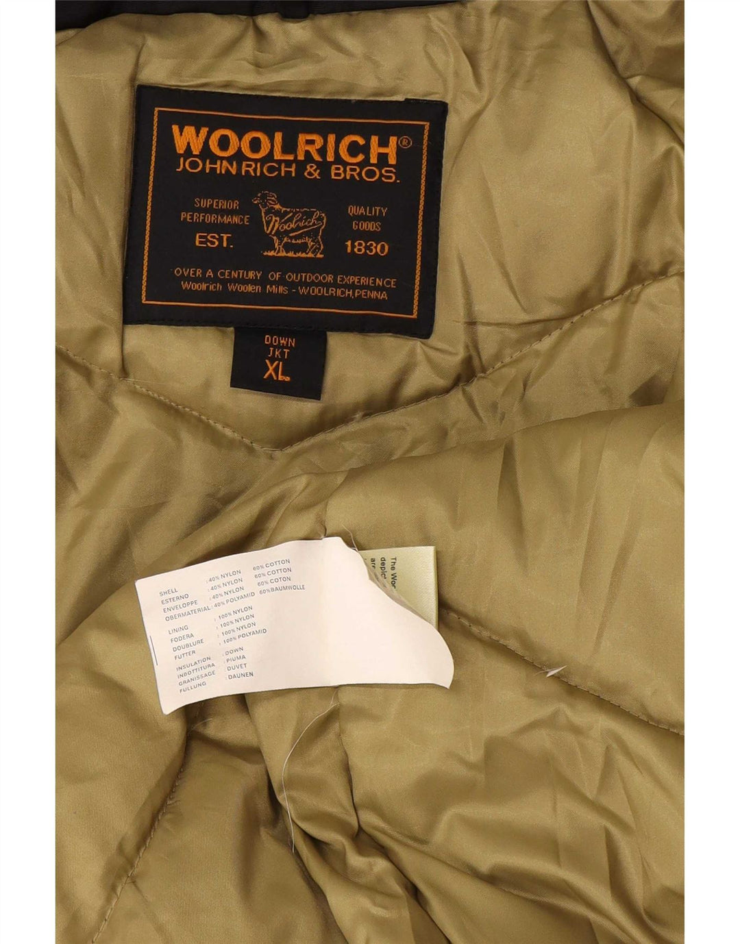 Woolrich Herren-Jacke mit Kapuze, gepolstert, UK 42, XL, schwarzes Nylon
