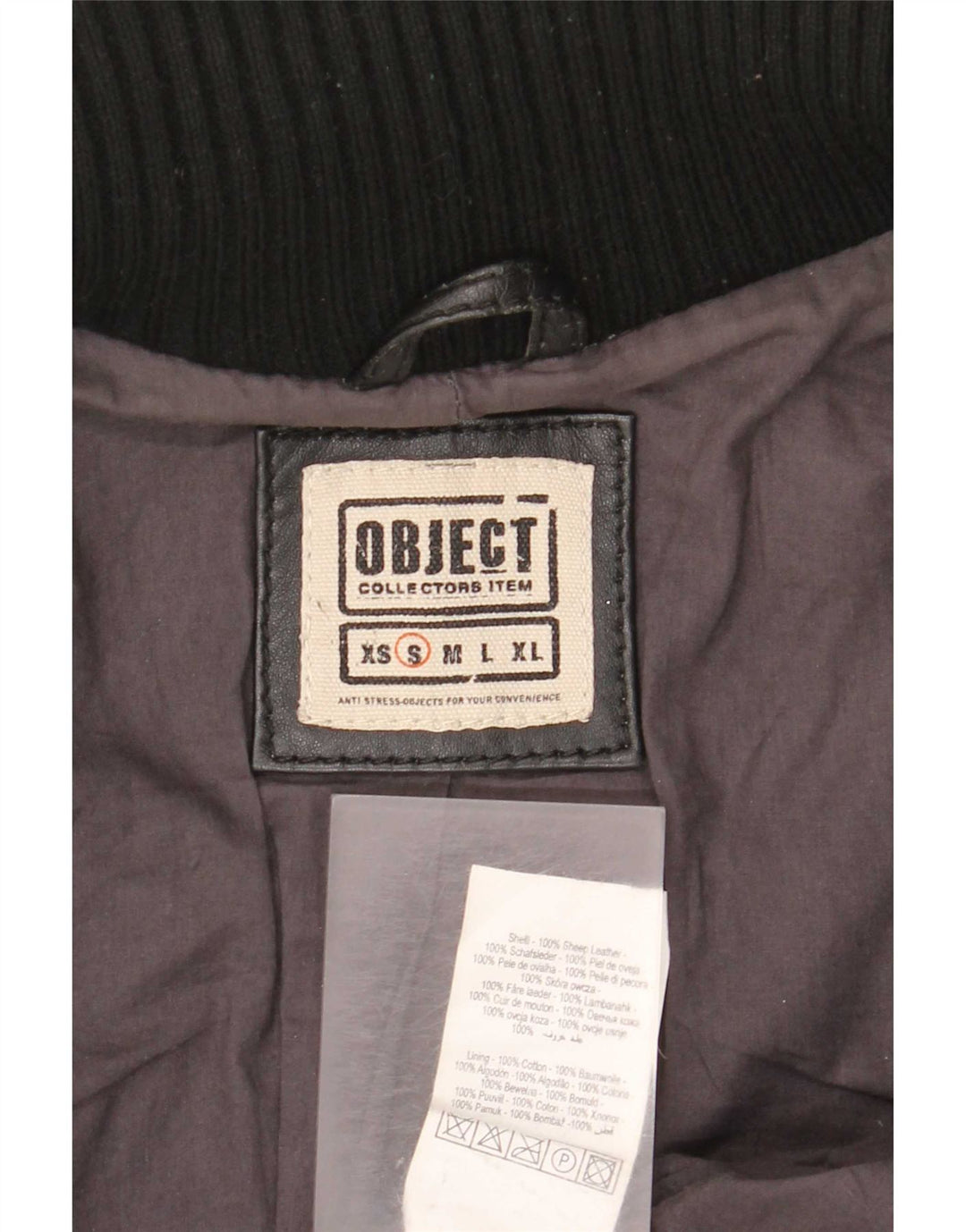 Object Damen Lederjacke UK 10 Small Schwarzes Leder