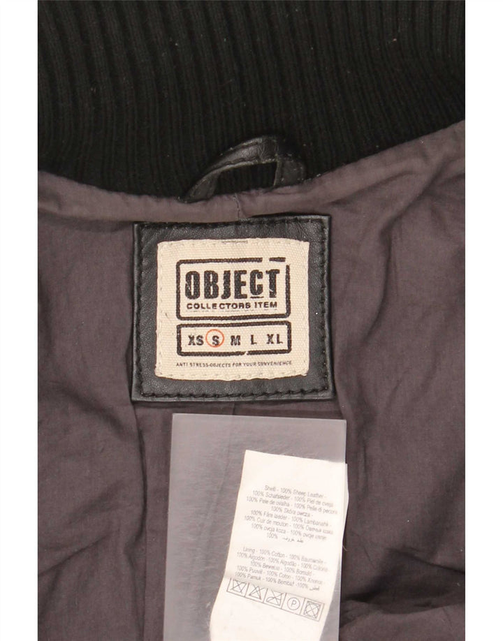 Object Damen Lederjacke UK 10 Small Schwarzes Leder