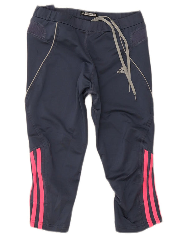 Adidas Damen Response Capri Leggings UK 12 Medium Marineblau Polyester