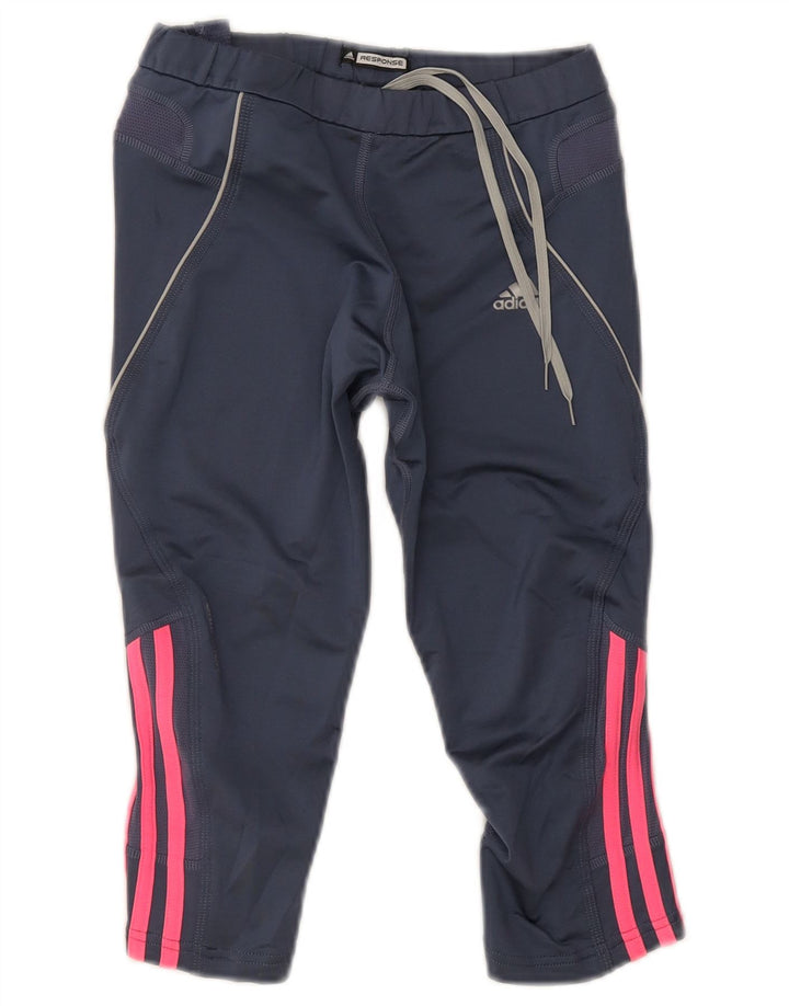 Adidas Damen Response Capri Leggings UK 12 Medium Marineblau Polyester