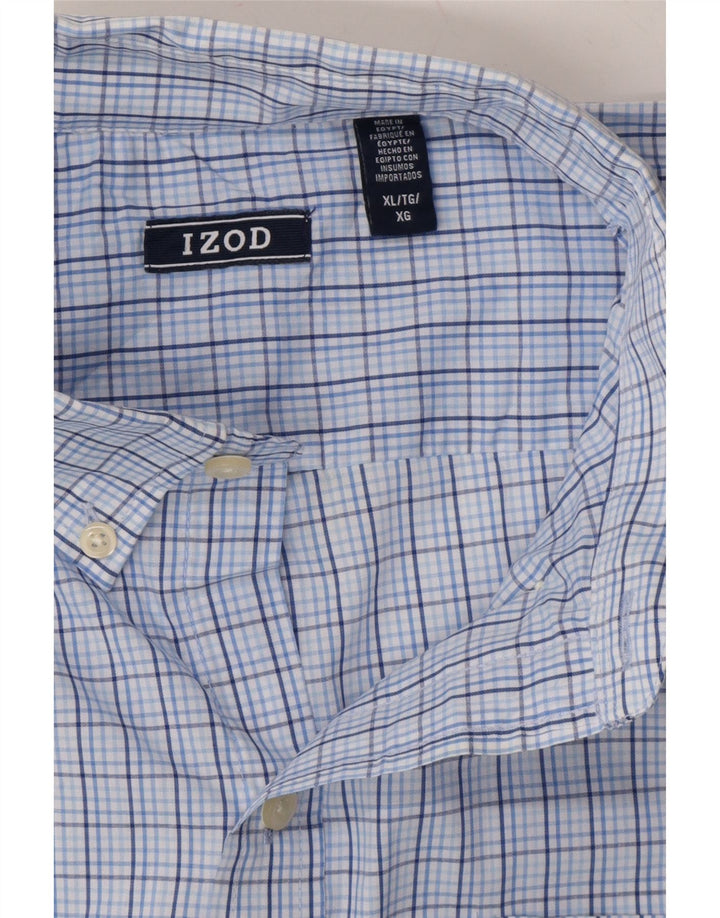 IZOD Mens Short Sleeve Shirt XL Blue Check Polyester Vintage Izod and Second-Hand Izod from Messina Hembry 