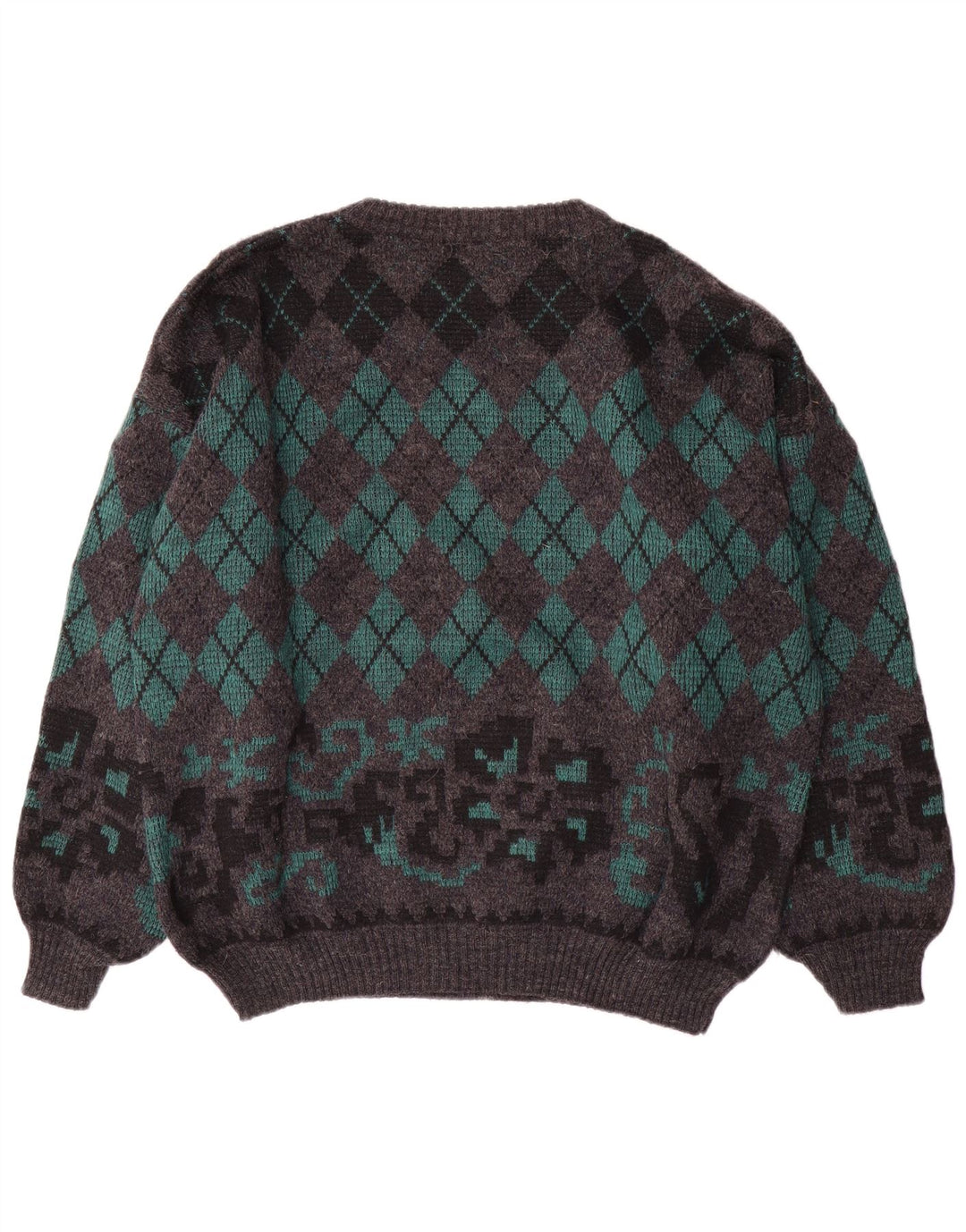 Gala Herren-Pullover mit U-Boot-Ausschnitt, XL, graue Argyle-/Diamantwolle