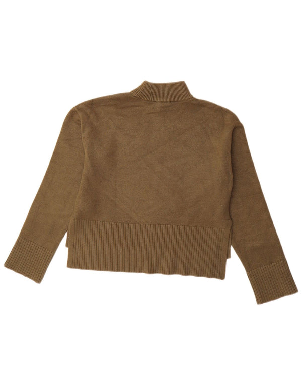 Dkny Womens Turtle Neck Jumper Sweater UK 6 XS Khaki Rayon