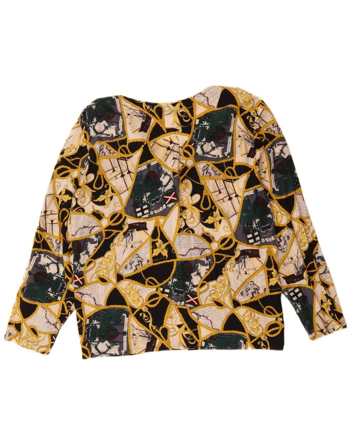 VINTAGE Womens Abstract Pattern Shirt Blouse UK 14 Large Multicoloured