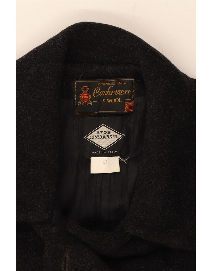 ATOS LOMBARDINI Womens Overcoat IT 42 Medium Black Cashmere Vintage Atos Lombardini and Second-Hand Atos Lombardini from Messina Hembry 