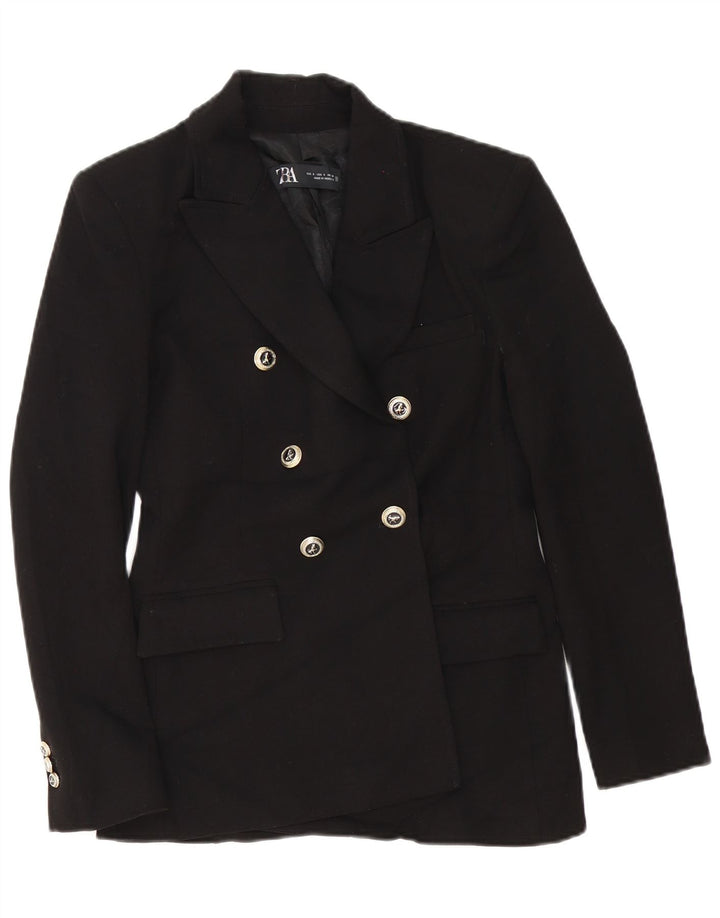 Zweireihiger Blazer für Damen von Zara, Gr. 10, Größe S, Schwarz, Polyester