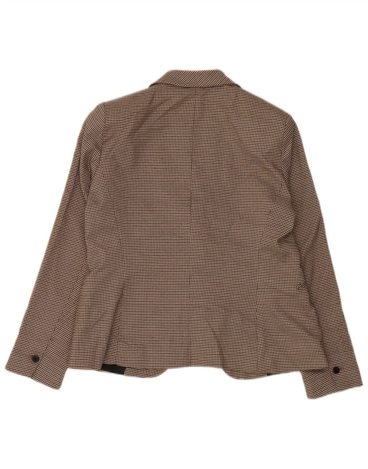 Zara Damen 1-Knopf-Blazerjacke EU 42 Großer brauner Hahnentritt