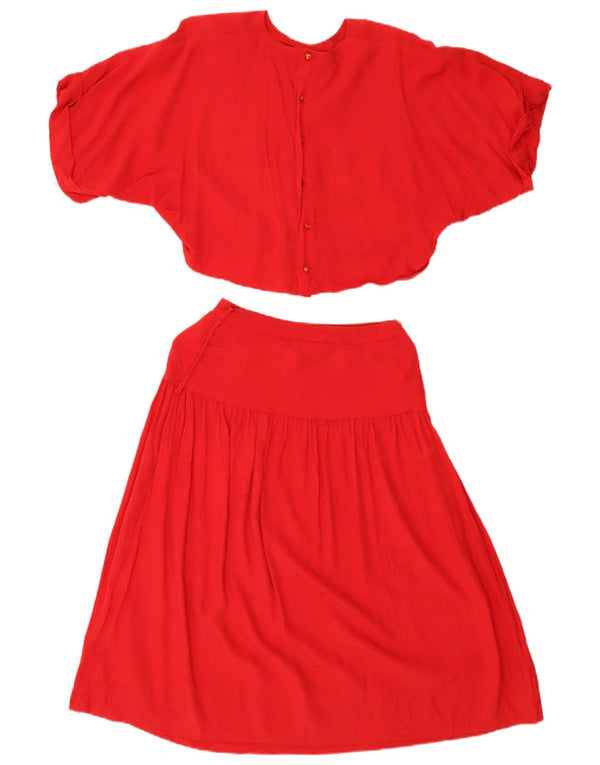 Vintage Damen Übergroßes 2-teiliges Rockset UK 14 Medium W26 Rot
