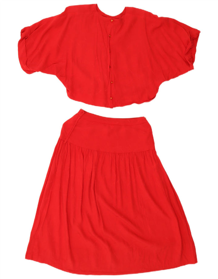 Vintage Damen Übergroßes 2-teiliges Rockset UK 14 Medium W26 Rot