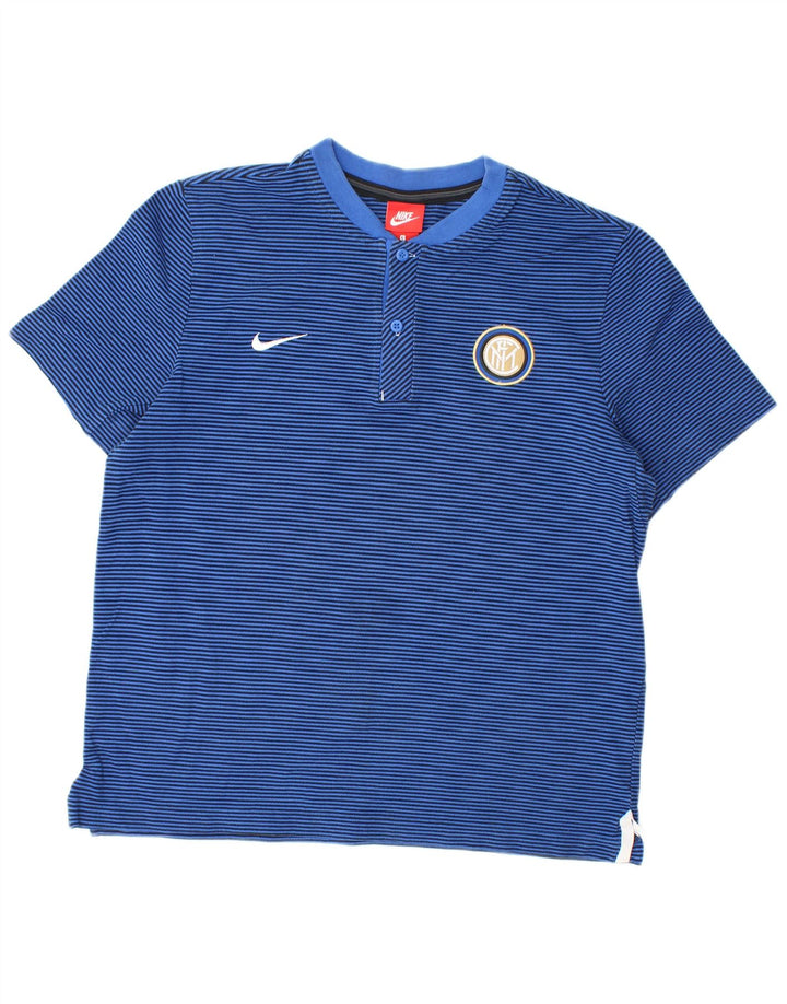 Nike Herren Inter Mailand T-Shirt-Oberteil, großes blaues Nadelstreifen-Oberteil