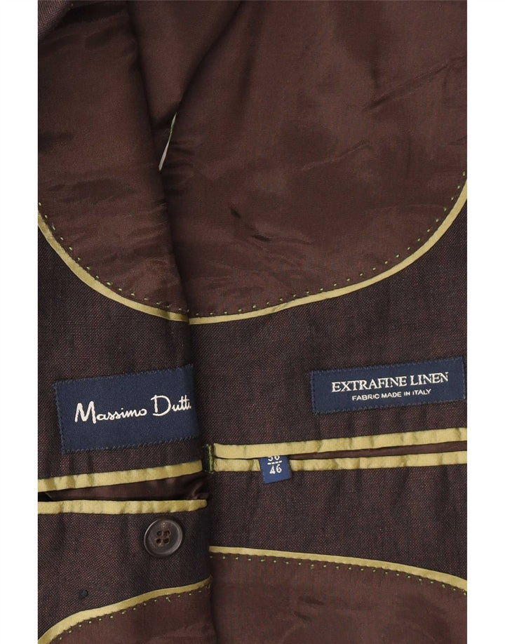 Massimo Dutti Herren-Blazer mit 3 Knöpfen, EU 56, XL, braunes Leinen