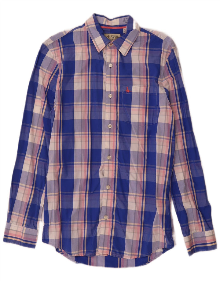 Jack Wills Herrenhemd XS, blau kariert, Baumwolle