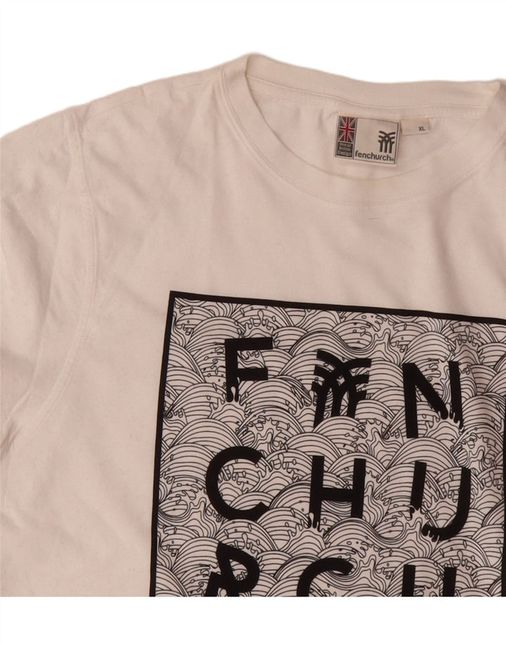 FENCHURCH Mens Graphic T-Shirt Top XL Off White Vintage Fenchurch and Second-Hand Fenchurch from Messina Hembry 