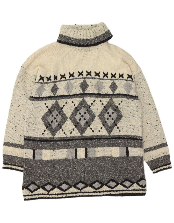 Canda Rollkragenpullover für Herren, groß, Grau, Argyle/Diamant-Acryl